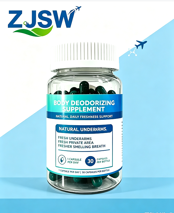 Natural Body Deodorizing Supplement Capsules, Internal Odor Control for Fresh Underarms, Intimate Area & Breath, 30 Capsules
