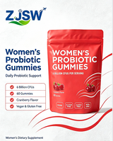 ZJSW Women's Probiotic Gummies, 6 Billion CFUs Per Serving, Cranberry Flavor, 60 Gummies, Vegan, Gluten Free & Non-GMO Dietary Supplemen