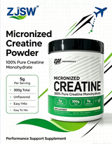 ZJSW Micronized Creatine Powder, 100% Pure Creatine Monohydrate, 5g Per Serving, Unflavored, 300g for Muscle Building & Workout Performance
