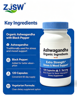 ZJSW Extra Strength Ashwagandha with Black Pepper (120 Vegetarian Capsules)