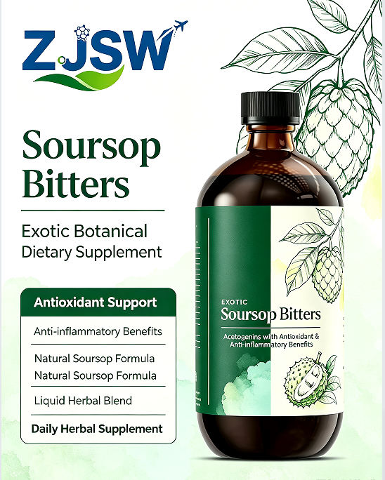ZJSW Exotic Soursop Bitters Liquid, Soursop Herbal Tincture with Acetogenins, Antioxidant & Anti-Inflammatory Botanical Supplement