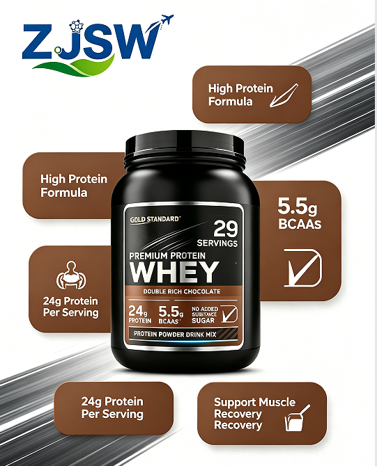 Gold Standard Whey Protein Powder, Double Rich Chocolate, 24g Protein & 5.5g BCAAs Per Serving, 29 Servings, No Added Sugar, Muscle Support Protein Powder Drink Mix