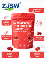 ZJSW Women's Probiotic Gummies, 6 Billion CFUs Per Serving, Cranberry Flavor, 60 Gummies, Vegan, Gluten Free & Non-GMO Dietary Supplemen
