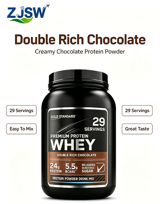 Gold Standard Whey Protein Powder, Double Rich Chocolate, 24g Protein & 5.5g BCAAs Per Serving, 29 Servings, No Added Sugar, Muscle Support Protein Powder Drink Mix