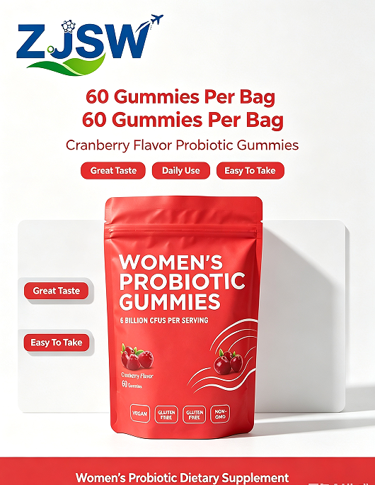 ZJSW Women's Probiotic Gummies, 6 Billion CFUs Per Serving, Cranberry Flavor, 60 Gummies, Vegan, Gluten Free & Non-GMO Dietary Supplemen