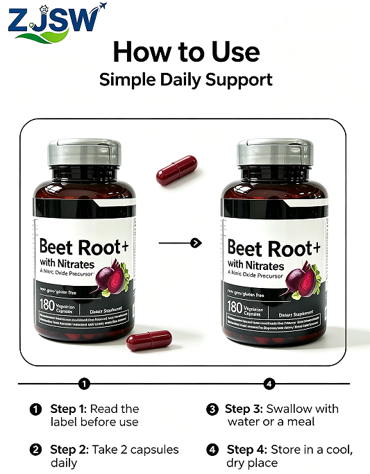 ZJSW Beet Root+ with Nitrates (180 Vegetarian Capsules)