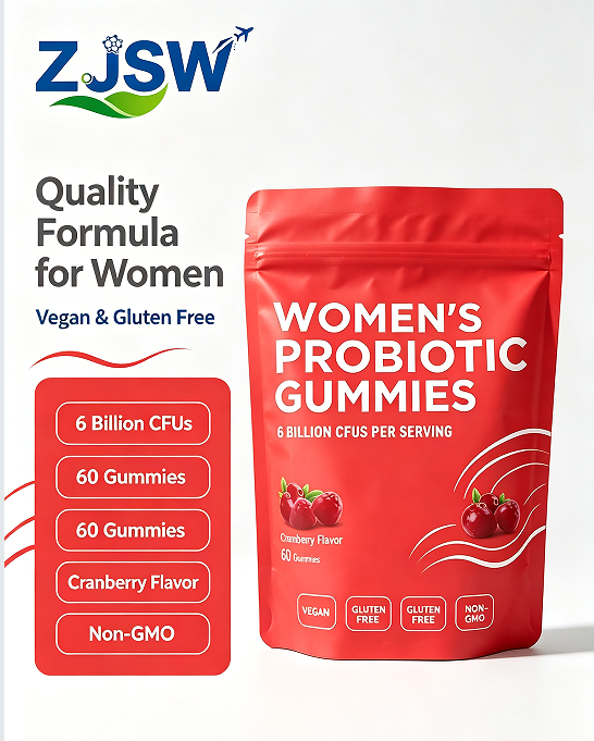 ZJSW Women's Probiotic Gummies, 6 Billion CFUs Per Serving, Cranberry Flavor, 60 Gummies, Vegan, Gluten Free & Non-GMO Dietary Supplemen