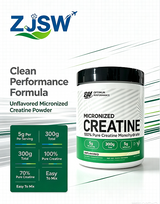 ZJSW Micronized Creatine Powder, 100% Pure Creatine Monohydrate, 5g Per Serving, Unflavored, 300g for Muscle Building & Workout Performance