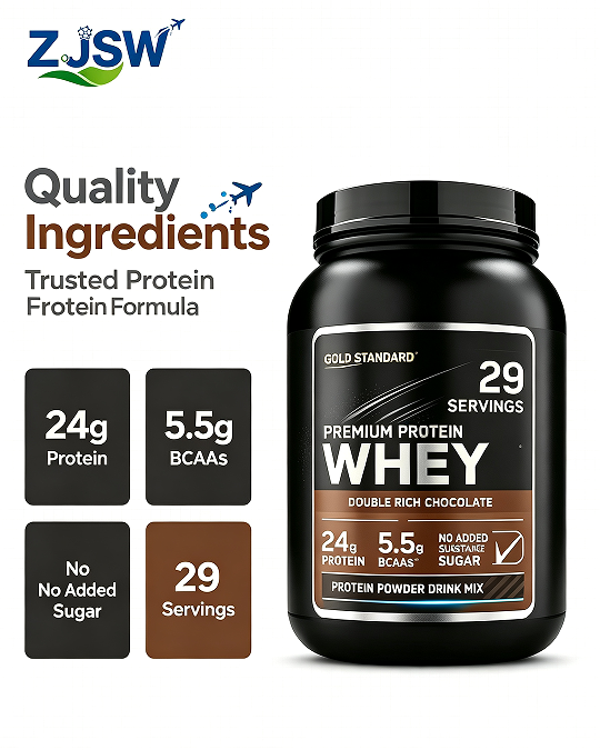 Gold Standard Whey Protein Powder, Double Rich Chocolate, 24g Protein & 5.5g BCAAs Per Serving, 29 Servings, No Added Sugar, Muscle Support Protein Powder Drink Mix