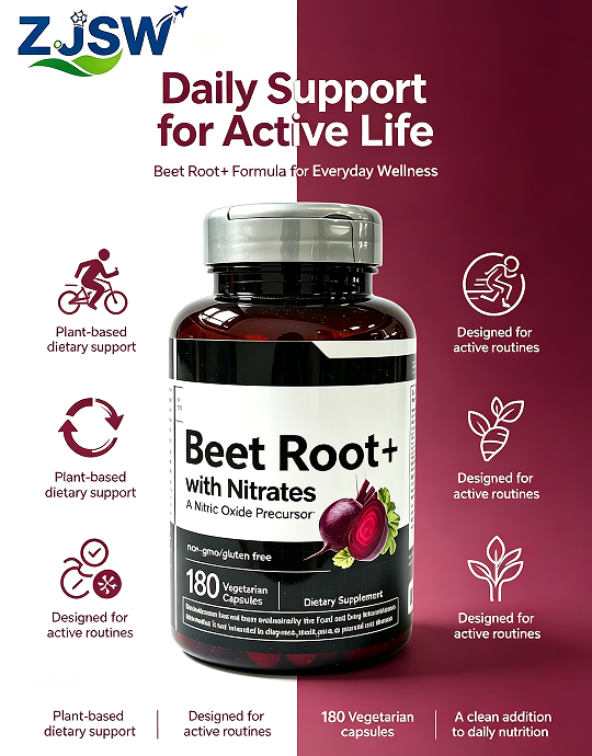 ZJSW Beet Root+ with Nitrates (180 Vegetarian Capsules)