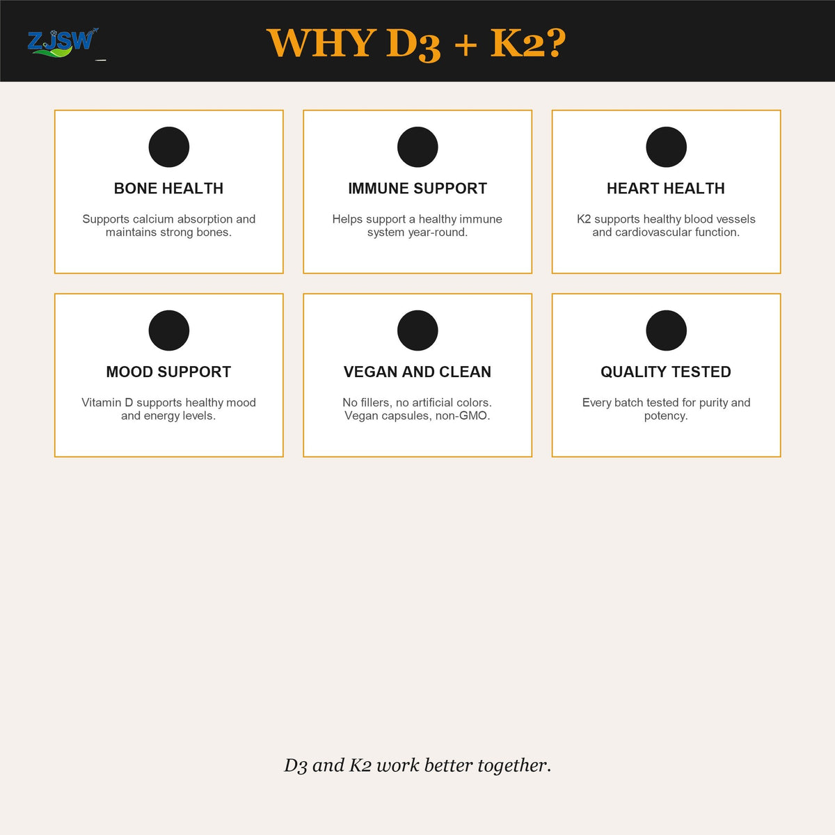 OEM/ODM Vitamin D3 + K2 Supplement – 60 Vegan Capsules | Bone, Heart, Immune & Mood Support