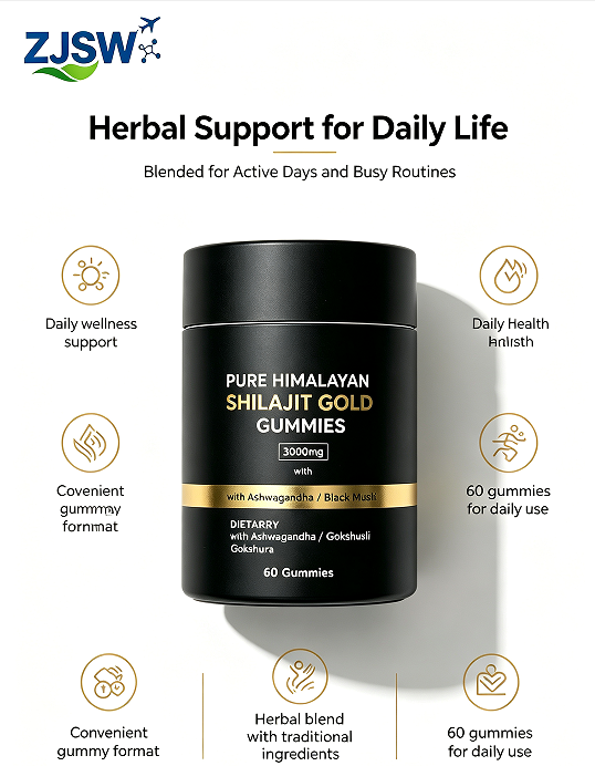 ZJSW Pure Himalayan Shilajit Gold Gummies (3000mg, 60 Gummies)