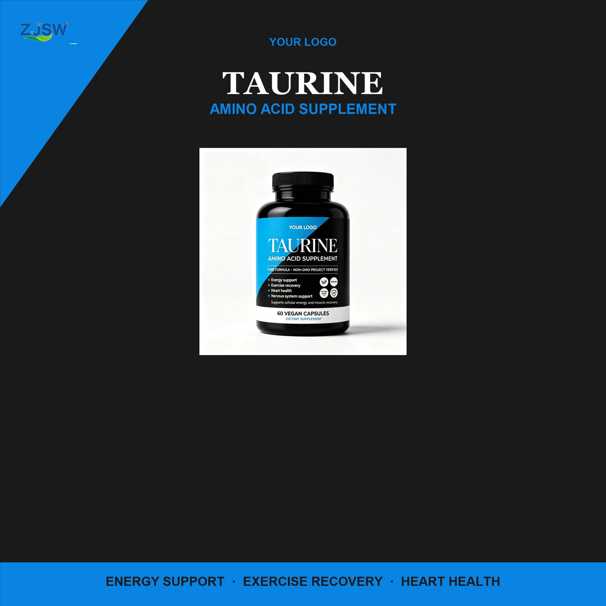 Taurine Amino Acid Supplement – 60 Vegan Capsules | Pure Formula, Non-GMO