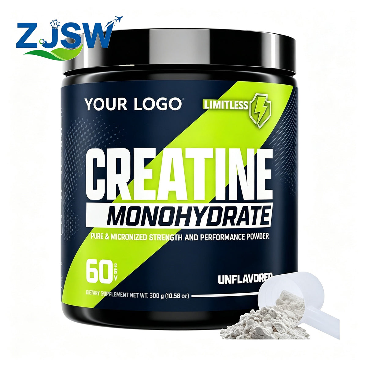 Pure Micronized Creatine Monohydrate Powder – Unflavored (60 Servings, 300g)