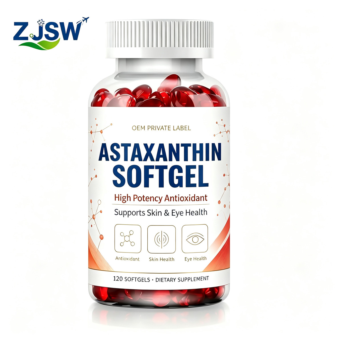 Astaxanthin Softgels High Natural Antioxidant – Skin & Eye Daily Wellness (120 Counts) | OEM Private Label