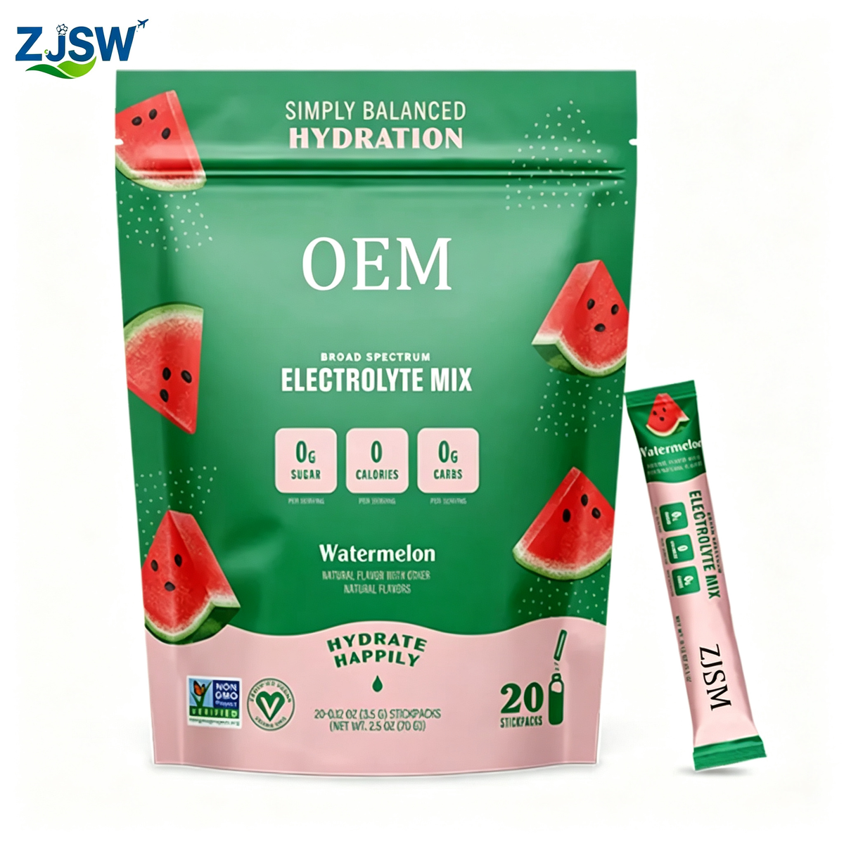 Watermelon Electrolyte Drink Mix Powder | 20 Stick Packs | OEM & Private Label Manufacturer