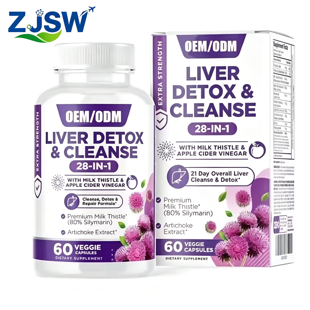 Custom Liver Protection Liver Detox Capsules 4 Plants Vitamins Milk Thistle Dandelion Cleanse Supplement