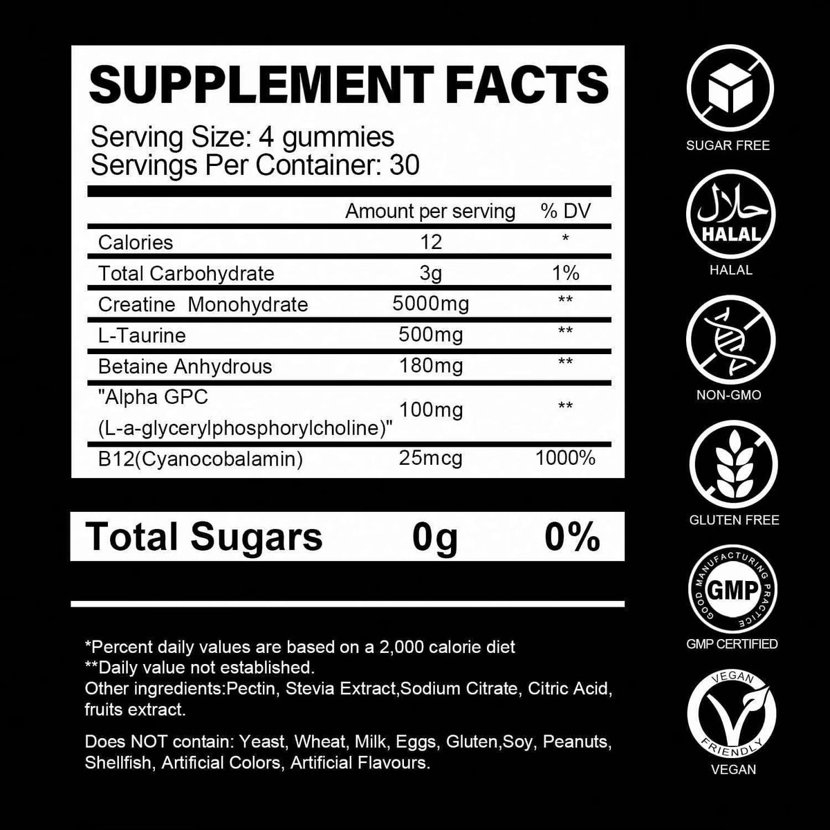 ZJSW Creatine Monohydrate Gummies – Blueberry Flavor 5000mg (120 Vegan Gummies)