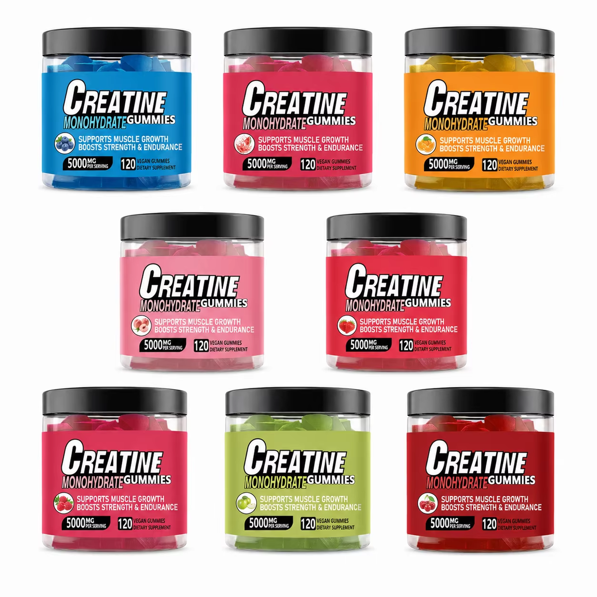 ZJSW Creatine Monohydrate Gummies – Blueberry Flavor 5000mg (120 Vegan Gummies)