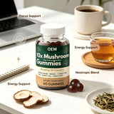 10X Mushroom Complex Gummies – 60 Count Vegan Dietary Supplement (OEM/ODM Private Label)
