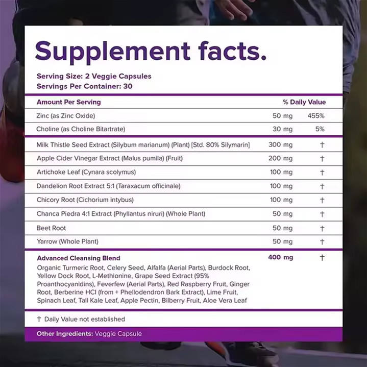 Custom Liver Protection Liver Detox Capsules 4 Plants Vitamins Milk Thistle Dandelion Cleanse Supplement