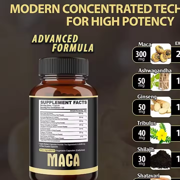 Male Supplement Maca Root Capsule Extract Tongkat Ali Root Extract Maca Pills Tribulus Terrestris Capsules