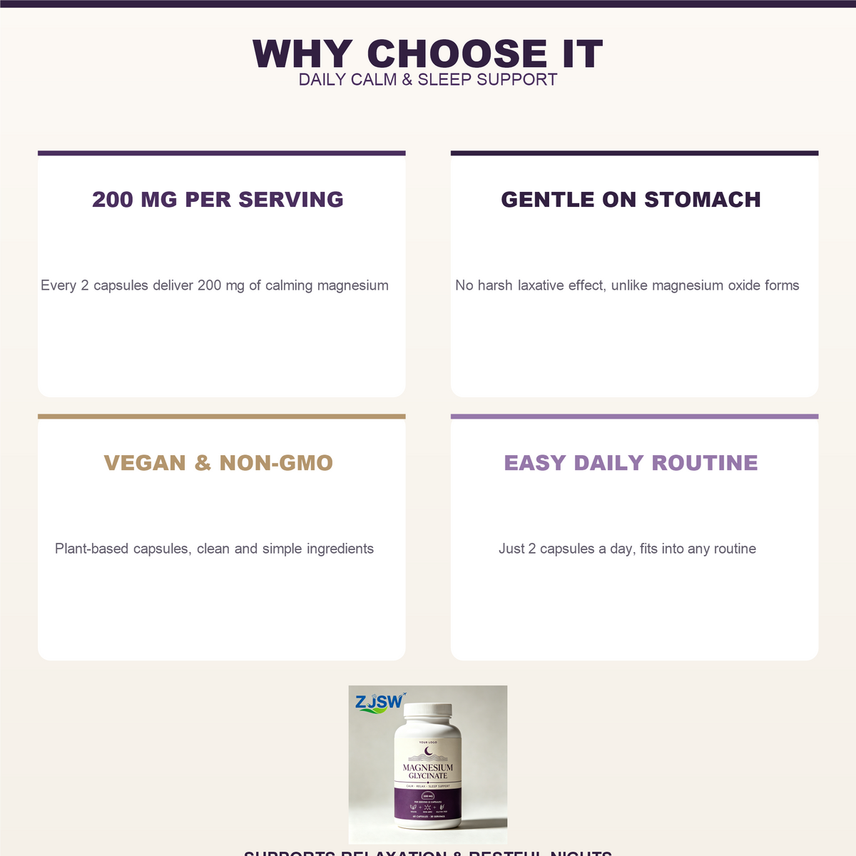 Magnesium Glycinate 200mg - Calm, Relax & Sleep Support