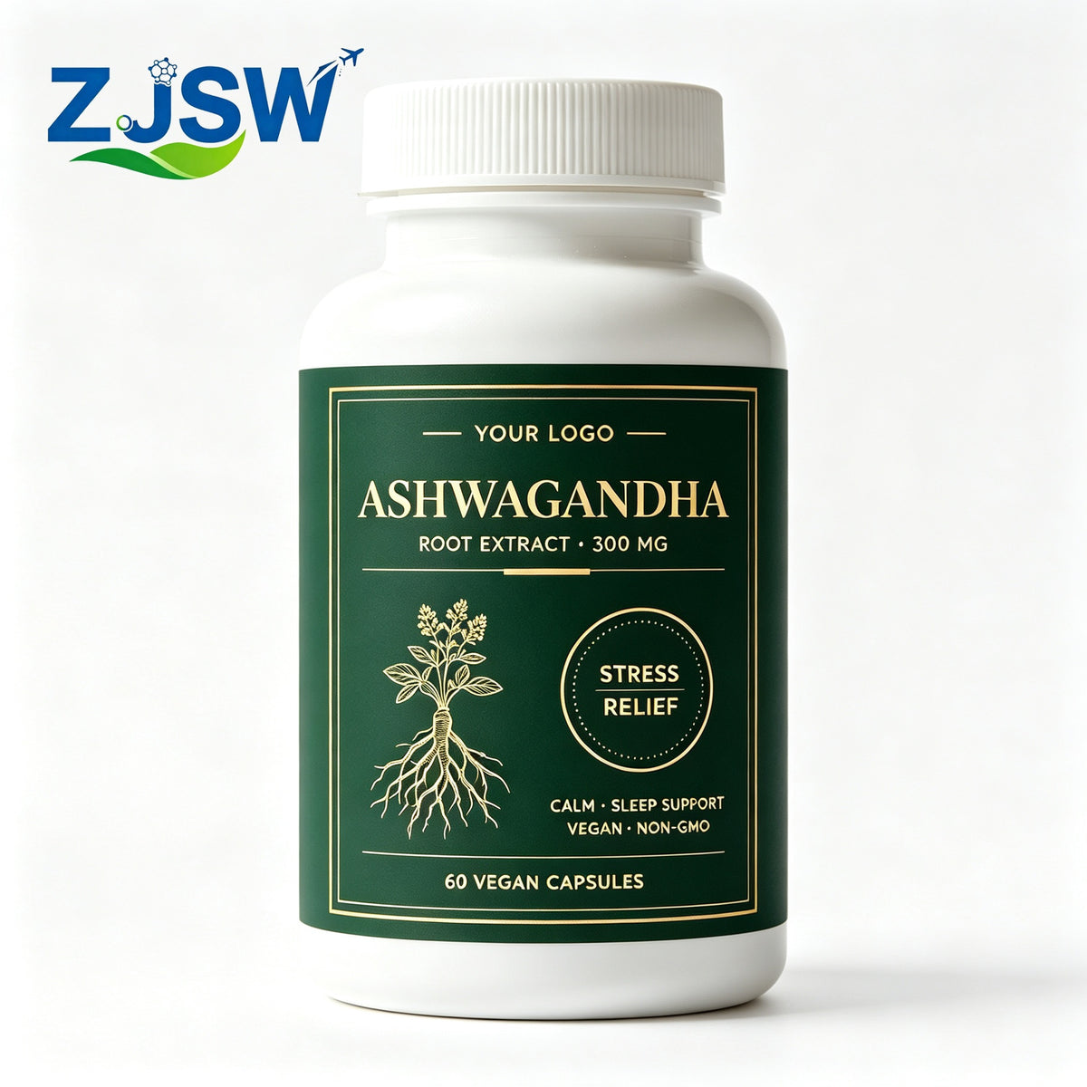 Ashwagandha Root Extract 300mg – Stress Relief & Sleep Support (60 Vegan Capsules)